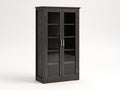 Vitrina de madera con puertas de cristal 100 x 42 x 190 cm - Gris oscuro - Diseño moderno para salón y comedor
