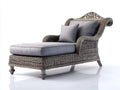 Tumbona de jardín de ratán con respaldo decorativo tapizado gris 190x70x85 cm - gris-marrón - estilo clásico elegante para exterior