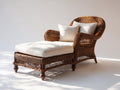 Tumbonas tumbona de exterior de ratán con cojín chaise longue de jardín 180x70x85 cm marrón natural diseño relajante con estructura reforzada