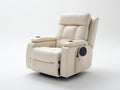 Sillones reclinables de cuero sintético 94x92x104 cm color beige para salón - portavasos integrados - diseño acolchado