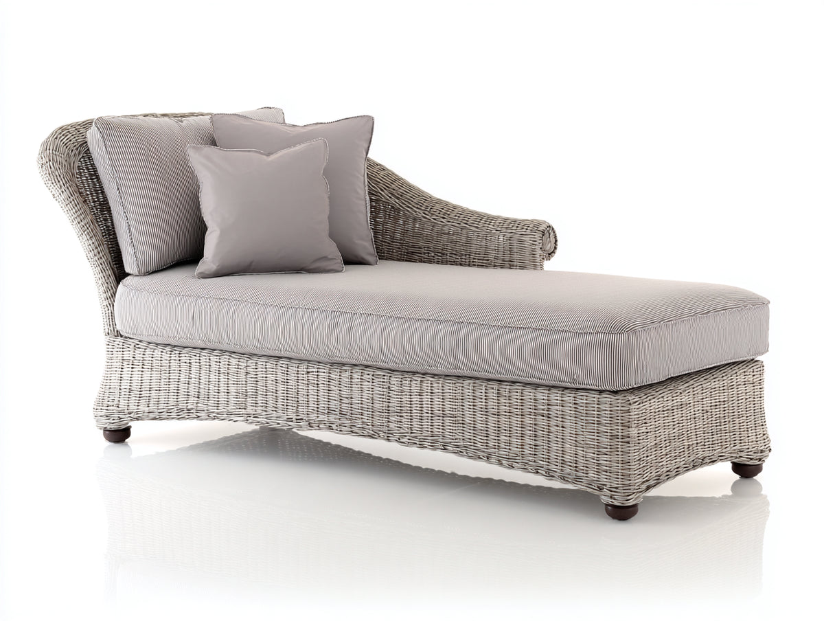Tumbonas de jardín ratán chaise longue 200x80x75 cm - Blanco-Gris - Estilo moderno elegante