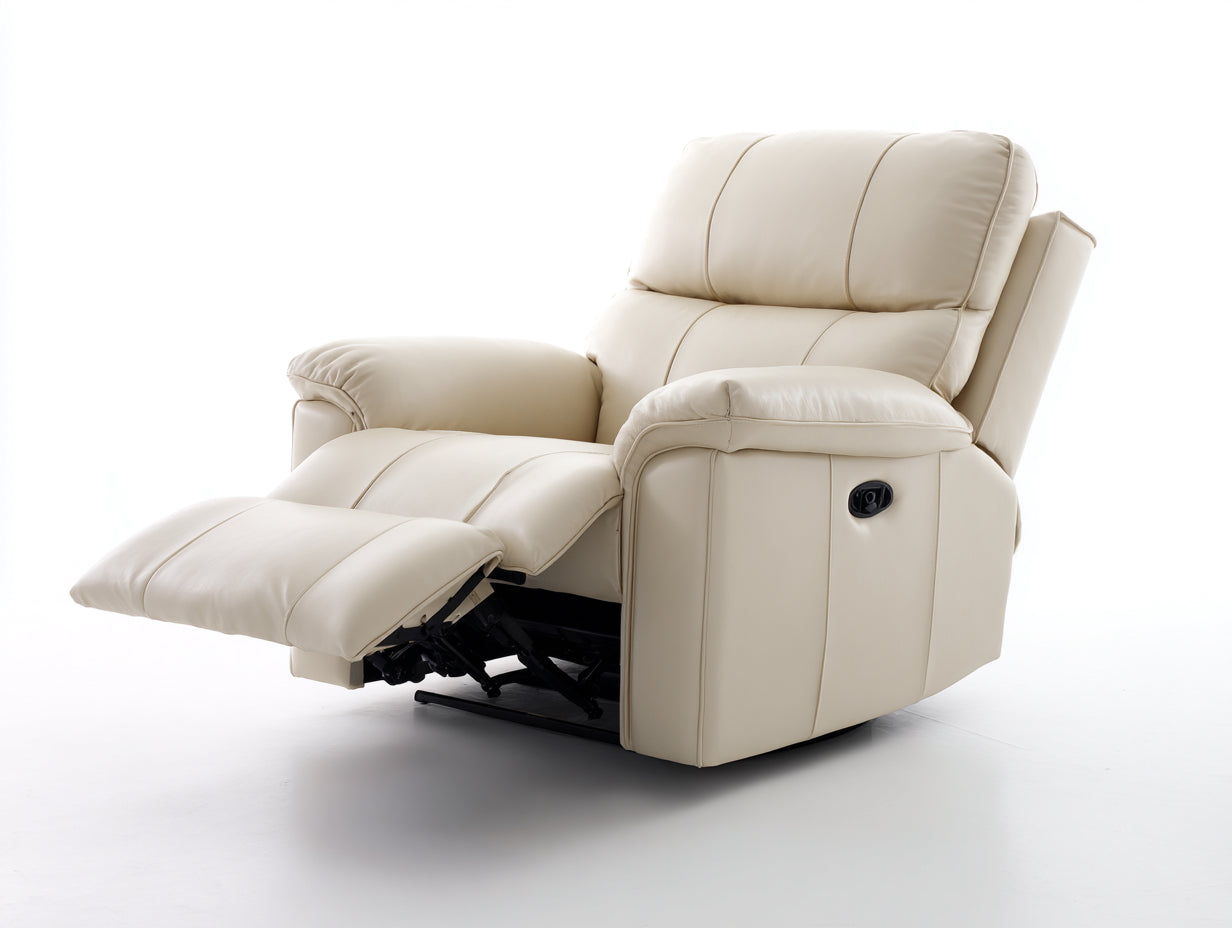 Sillones reclinables de polipiel 95x90x105 cm - beige - para salón con reposapiés integrado
