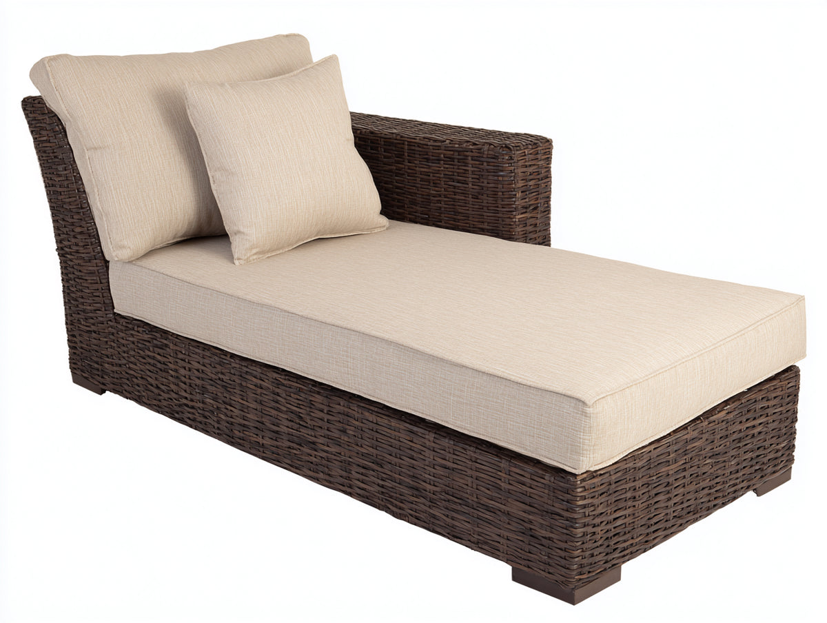 Sofás de exterior ratán chaise longue 200x80x70 cm - Marrón-Beige - Estilo moderno relajación