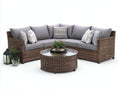 Sofás de exterior ratán modular 240x240x75 cm - Marrón-Gris - Estilo moderno jardín