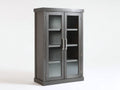 Vitrina de madera gris con cristal 90x40x140 cm 2 puertas estilo moderno para salon comedor almacenamiento y exposicion