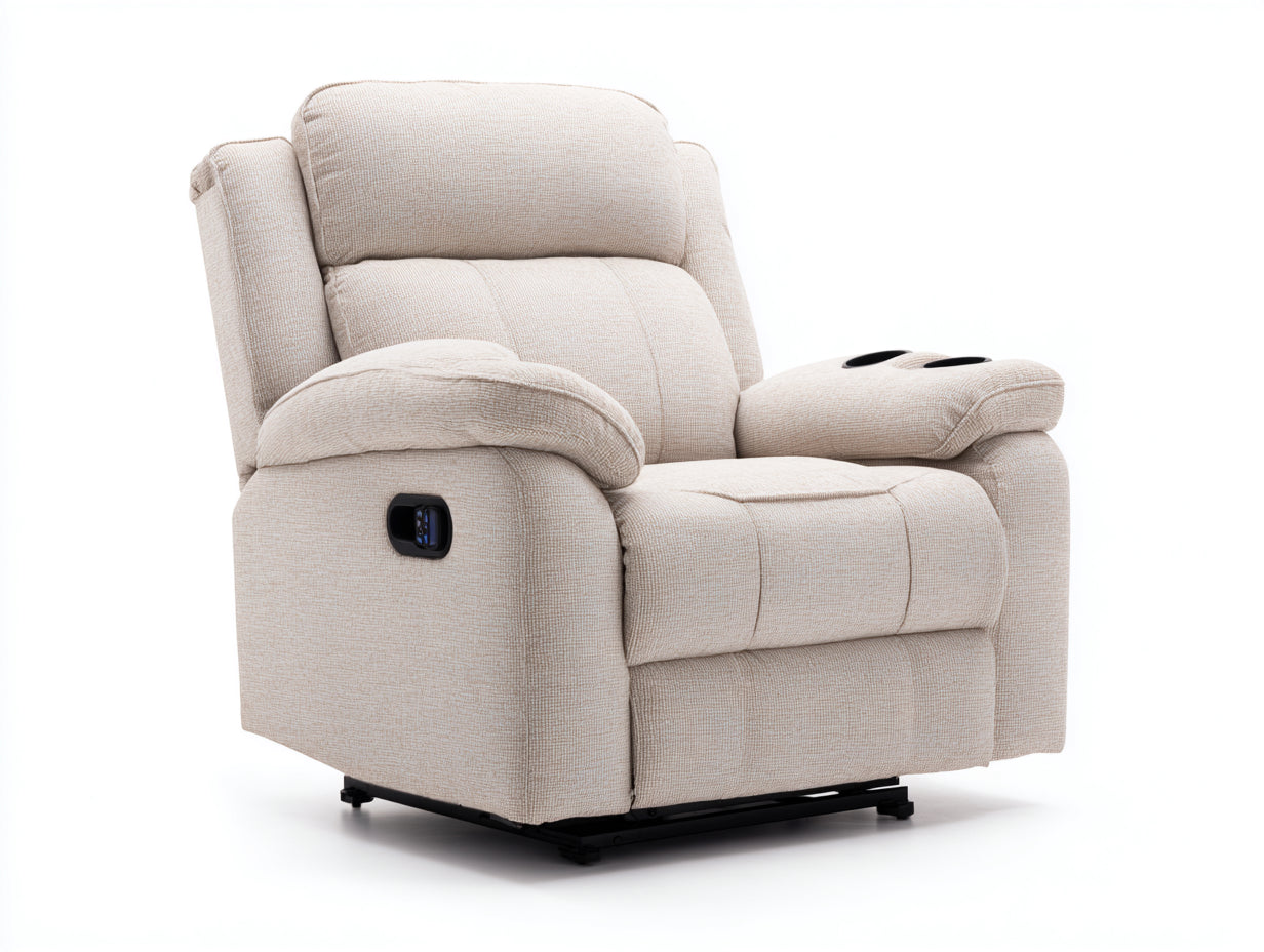 Sillones reclinables de tela 100x94x106 cm - beige claro - para salón con portavasos integrados