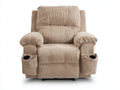 Sillones reclinables de tejido acanalado 100x96x104 cm color beige para salón - portavasos laterales - diseño acolchado