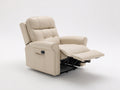 Sillones reclinables eléctricos de cuero sintético 90x95x105 cm color beige para salón - reposapiés extensible - diseño moderno