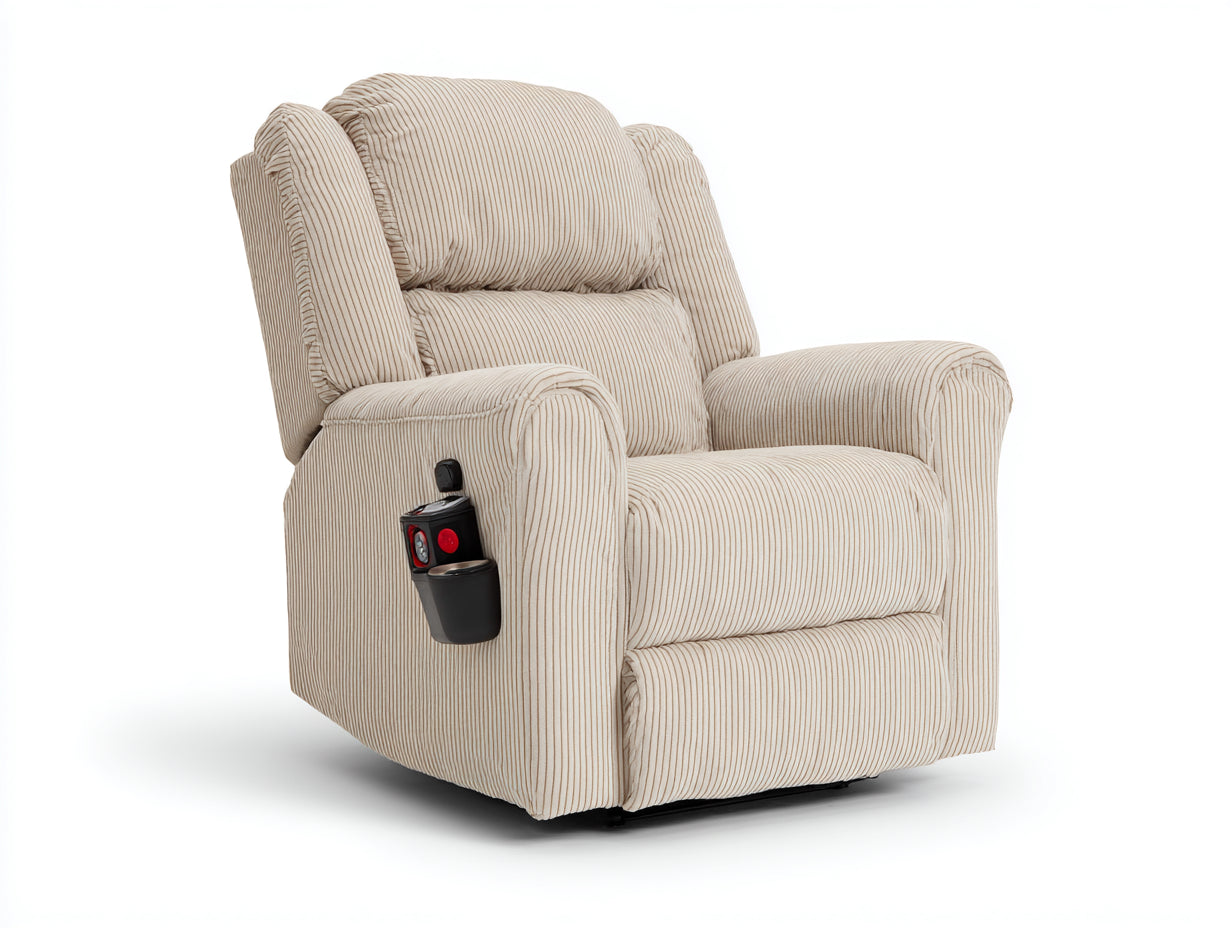 Sillones reclinables de tela acanalada 95x90x105 cm - Beige - Con mando lateral