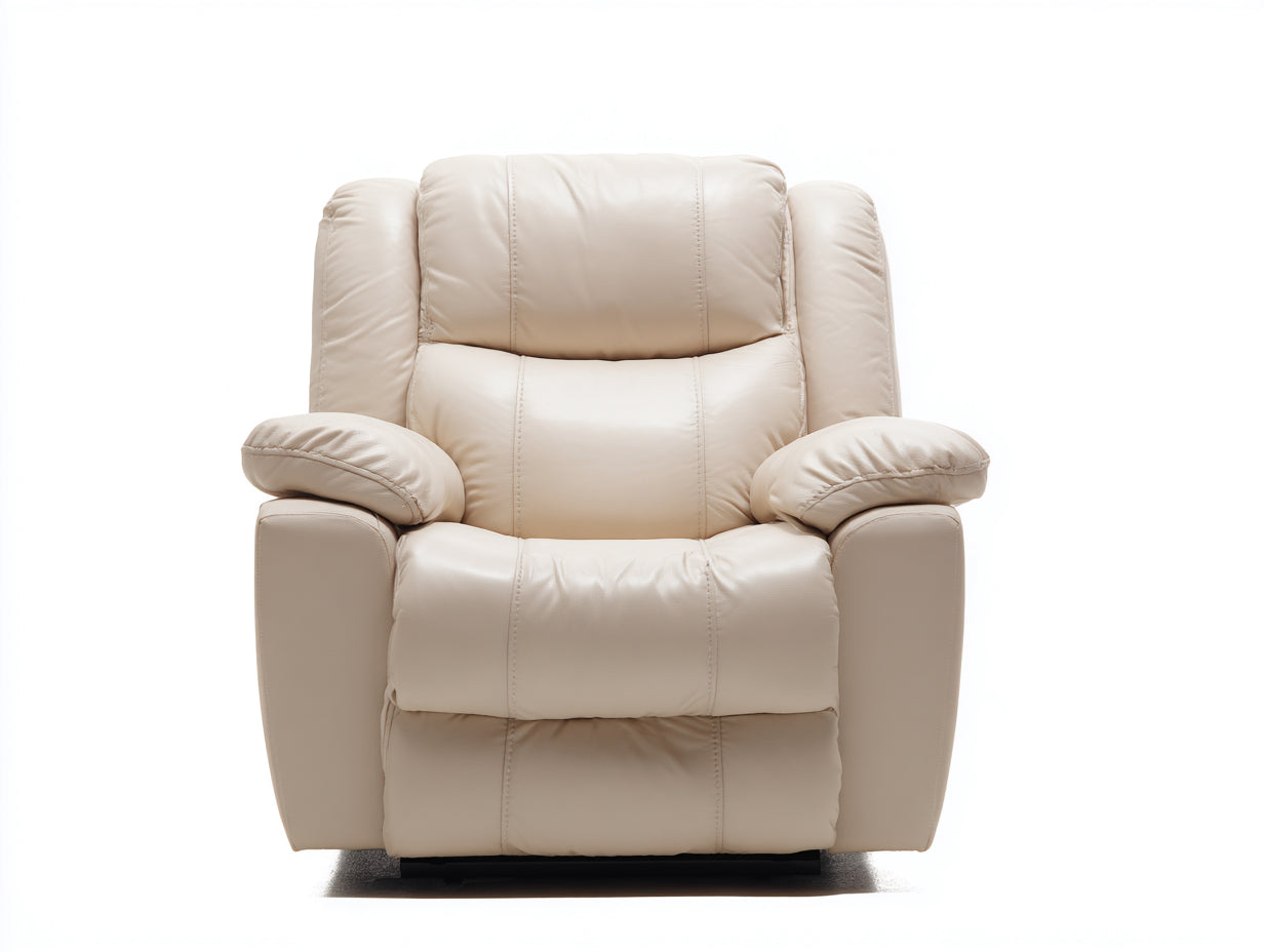 Sillones reclinables de polipiel 94x92x104 cm - beige - para salón con respaldo acolchado