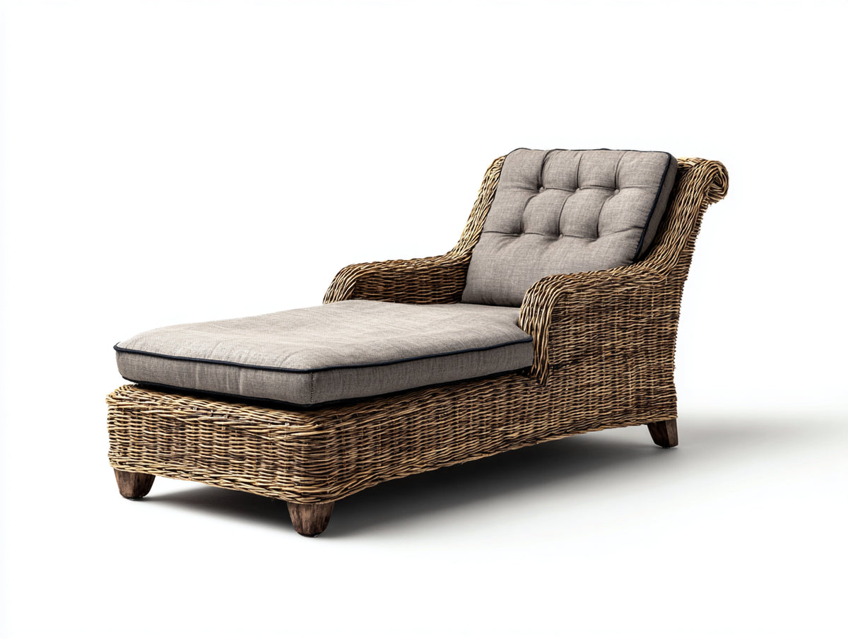Tumbonas tumbona de exterior de ratán con ruedas y respaldo reclinable chaise longue de jardín 190x70x90 cm marrón-gris diseño moderno con cojín acolchado