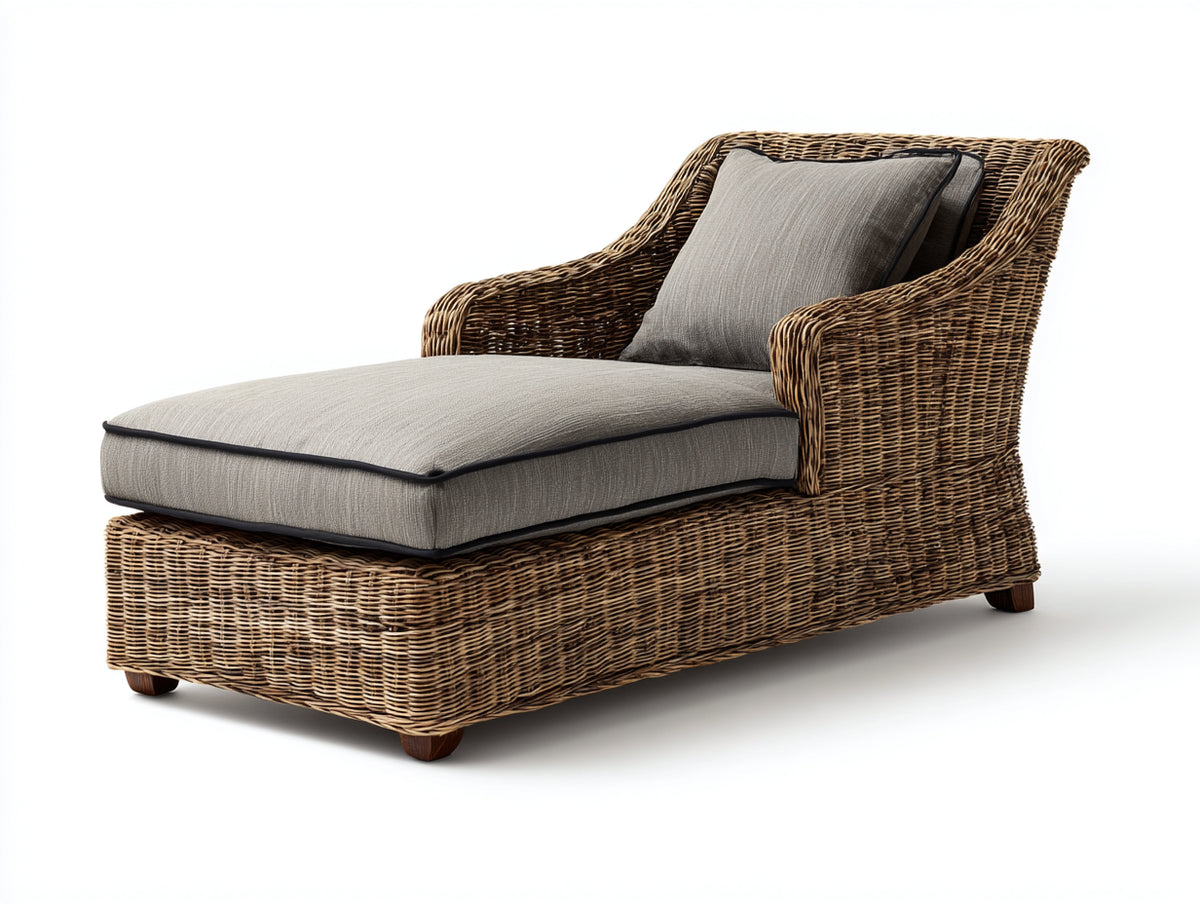Tumbonas de ratán sintético 190x75x88 cm - Con apoyabrazos - Marrón y beige - Diseño clásico para jardín
