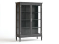 Vitrina de comedor moderna armario expositor de cristal con estantes interiores 95x40x170 cm gris oscuro diseño elegante contemporáneo con estructura metálica