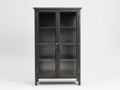 Vitrina de metal con puertas de cristal 90 x 40 x 190 cm - Negro mate - Estilo industrial para salón y comedor