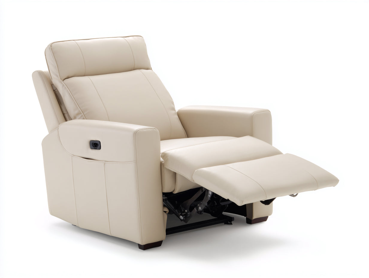Sillones reclinables de piel sintética 85x92x105 cm - beige - función relax para salón moderno