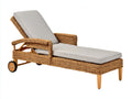 Tumbona de jardín de ratán con ruedas reclinable 190x65x85 cm - marrón natural gris - estilo moderno exterior relax
