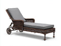 Tumbonas de ratán sintético 200x72x88 cm - Respaldo reclinable - Marrón y gris - Con ruedas para jardín