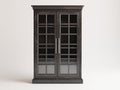 Vitrina de madera cristal doble puerta 120x40x180 cm - Negro-Madera oscura - Estilo clásico elegante