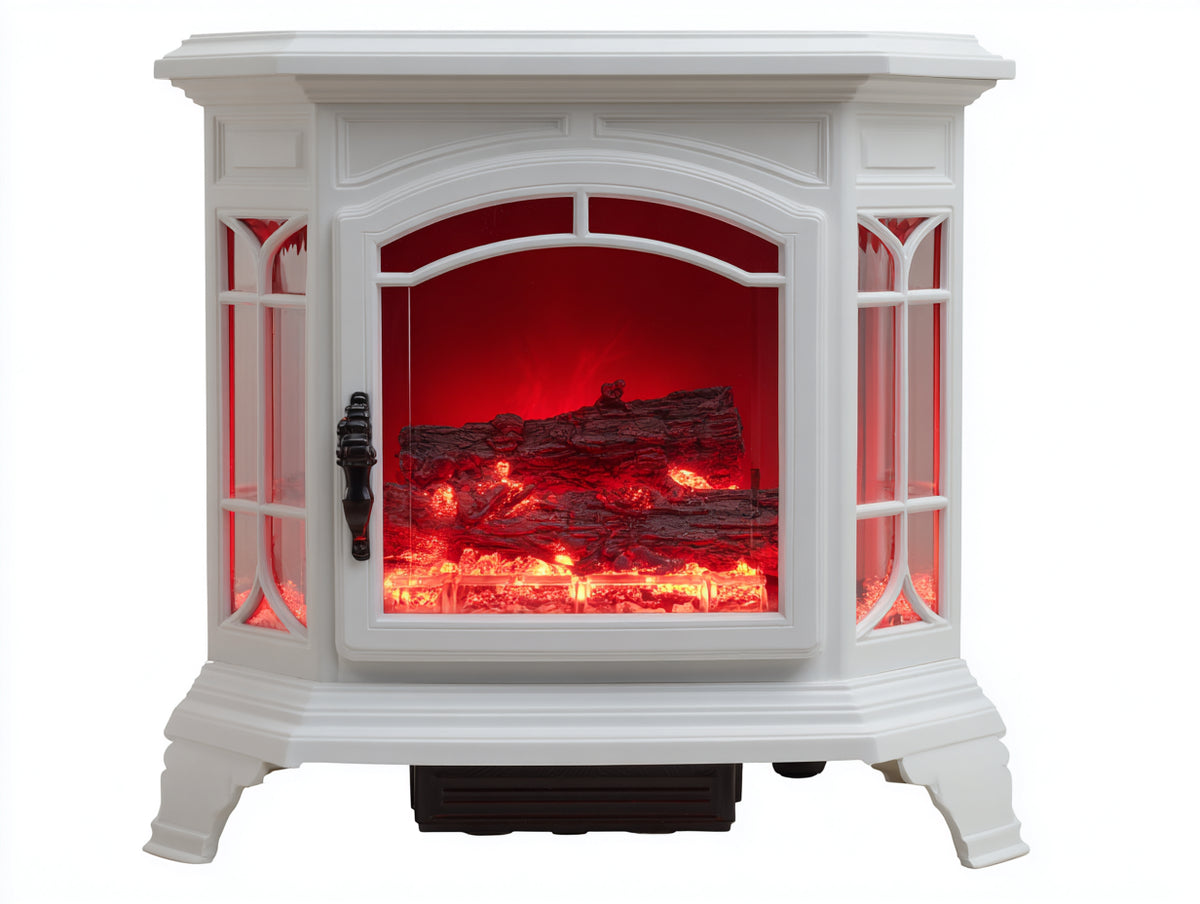 Chimeneas eléctricas de MDF 95x38x96 cm - Blanco - Efecto de llama LED - Diseño clásico independiente